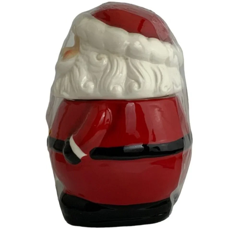 Santa Cookie Jar Nostalgic Christmas Holiday Jar Tight Seal Red White